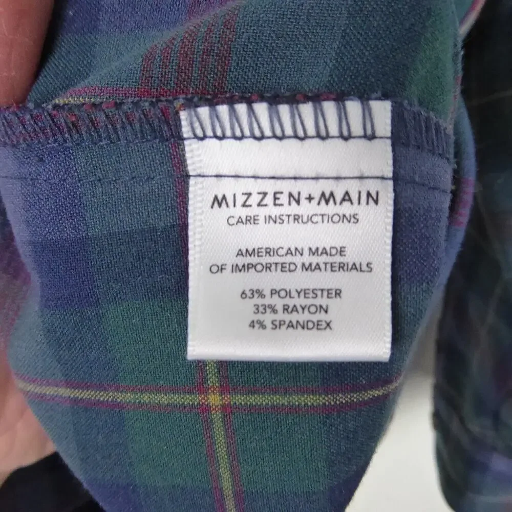 Mizzen and Main Shirt Men SZ L Trim Fit Flannel Button Down Casual MiUSA Classic